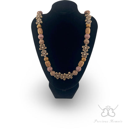 Wood Necklace w/ Floral & Boho Designs