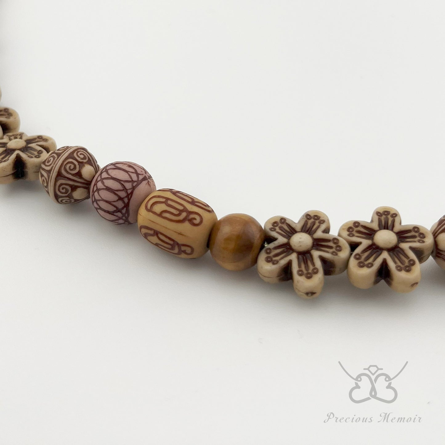Wood Necklace w/ Floral & Boho Designs
