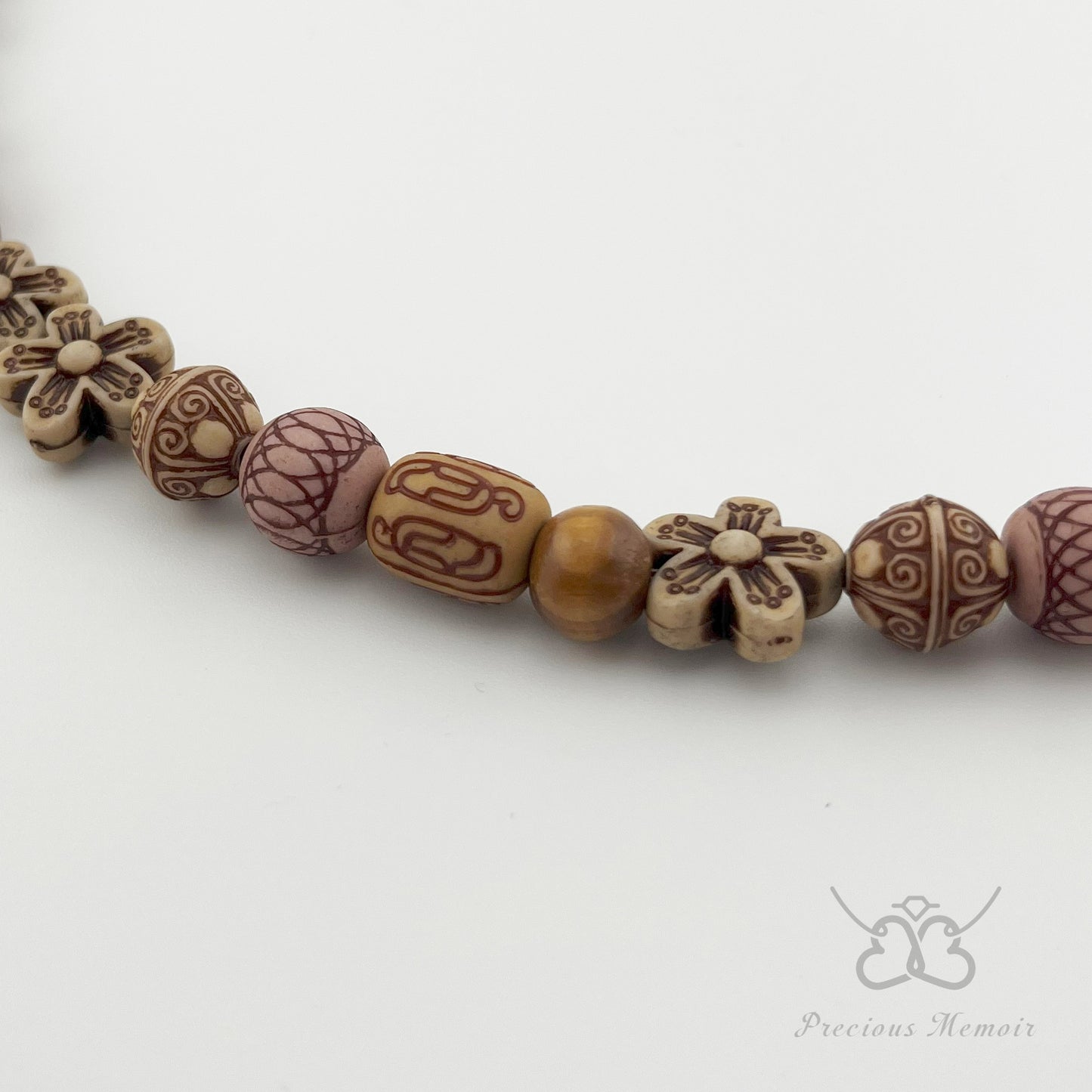 Wood Necklace w/ Floral & Boho Designs